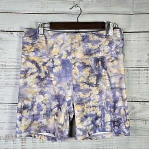 Mono B Purple and Cream Tie-Dye Womens Size 1XL Bike Shorts 6"